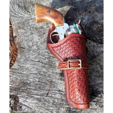 Handmade Cross Draw Holster Basket Weave Design Medium Brown RH: